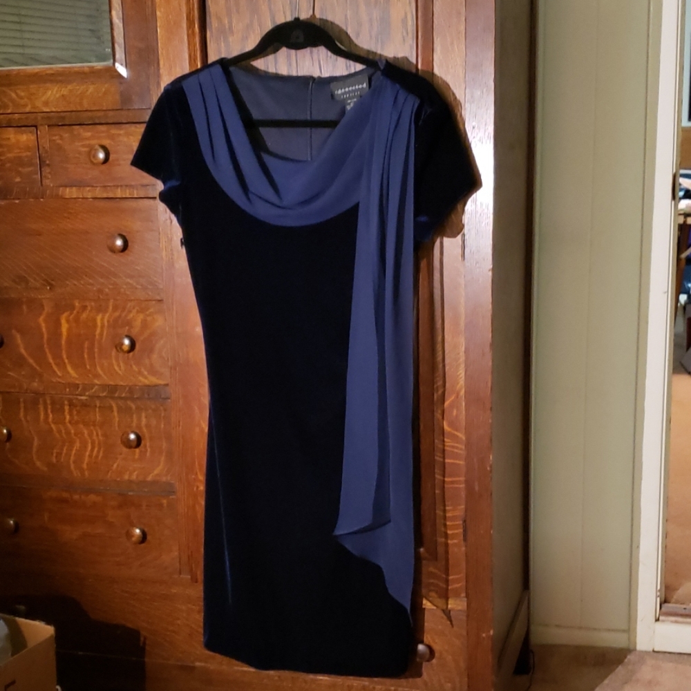 Navy Plush stretch velvet dress